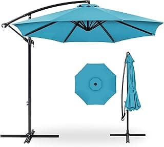 Best Choice Products 10ft Offset Hanging Market Patio Umbrella w/Easy Tilt Adjustment, Polyester Shade, 8 Ribs for Backyard, Poolside, Lawn and Garden