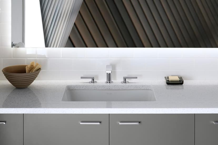 KOHLER 2215-0 Ladena Rectangular Undermount Bathroom Sink With Curved Bottom, 23-1/4" W X 16-1/4" L, White