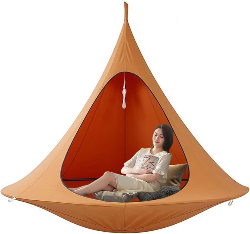 Hanging Cocoon Pod Chair, Indoor Outdoor Hammock Swing, Double Cacoon Hanging Chair - 440lb Capacity Indoor/Outdoor Hammock with 18ft Rope & Carabiner, Heavy-Duty Polyester Canvas (1.5m)