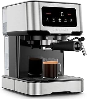 Chefman CraftBrew Espresso Machine, 15-Bar Pump Digital Espresso Maker w/Steam Wand for Latte & Cappuccino, Compact Espresso Coffee Machine w/ 1.5L Removable Water Reservoir - Stainless Steel