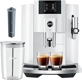 Jura ENA 4 Coffee Machine (Piano White) Bundle CLEARYL Smart Filter Cartridge, and Stainless Steel Coffee Canister (3 Items)