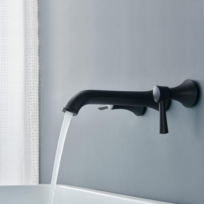 Tub Faucet Wall Mount Roman Tub Filler Black Brass Bathtub Faucets with 2 Handles