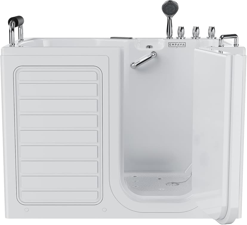 Empava Walk In Tub for Seniors,54" x 30'' Right Drain,12 Air & 13 Whirlpool Massage Jets Bathtub,with built-in Heater,2 Safety Handrail,19.25" Wide Right Outswing Door,Slip-Resistant Floor,Acrylic