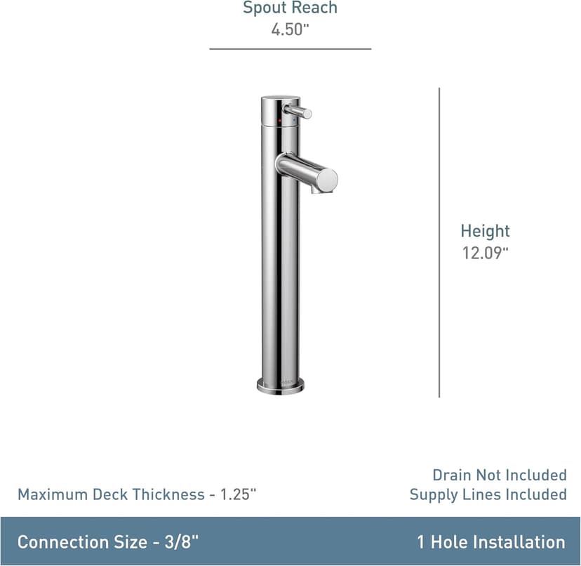 Moen 6192BL Align One-Handle Single Hole Modern Vessel Sink Bathroom Faucet
