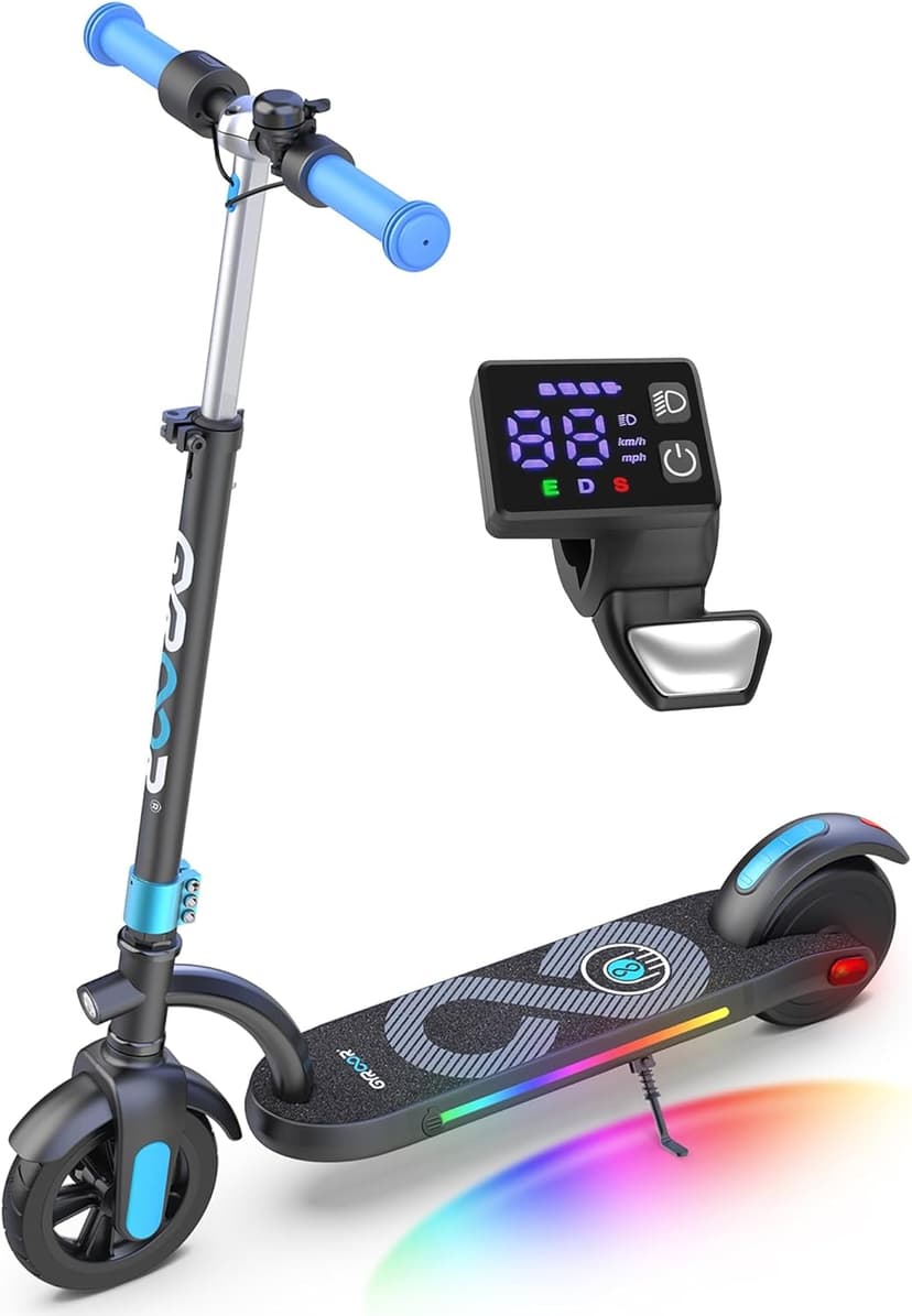 Gyroor H40 Kids Electric Scooter, 180W Motor, Up to 10 MPH, LED Display & Colorful Lights, Adjustable Height, for Boys & Girls Ages 8-12, Great Birthday Gift