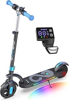 Gyroor H40 Kids Electric Scooter, 180W Motor, Up to 10 MPH, LED Display & Colorful Lights, Adjustable Height, for Boys & Girls Ages 8-12, Great Birthday Gift