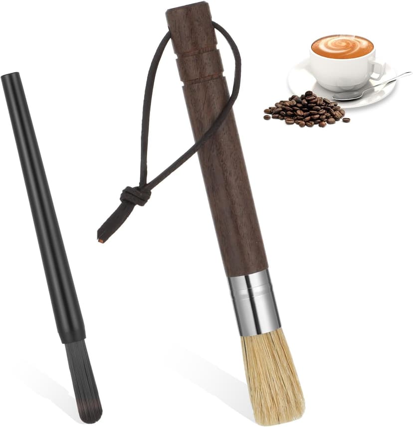 2PCS Coffee Brush, Coffee Grinder Cleaning Brush, Espresso Brushes, Coffees Grinder Brushes with Wooden Handles and Natural Bristles for Baristas and Home Kitchens.