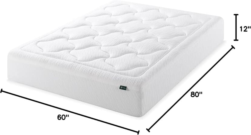 Zinus 12 Inch Cloud Memory Foam Mattress, Queen, Fiberglass Free, Pressure Relieving, Mattress in A Box, CertiPUR-US Certified, White