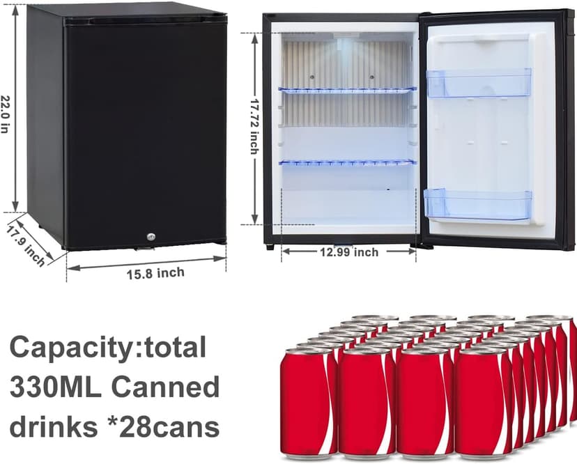 SMETA 12 Volt Refrigerator 12v 1.2 cuft RV Mini Fridge with Lock Truck Refrigerator DC 12V|110V Compact Small Fridge for Freightliner Cascadia Wheeler Trucker Drivers, Camper, Boat, Marine
