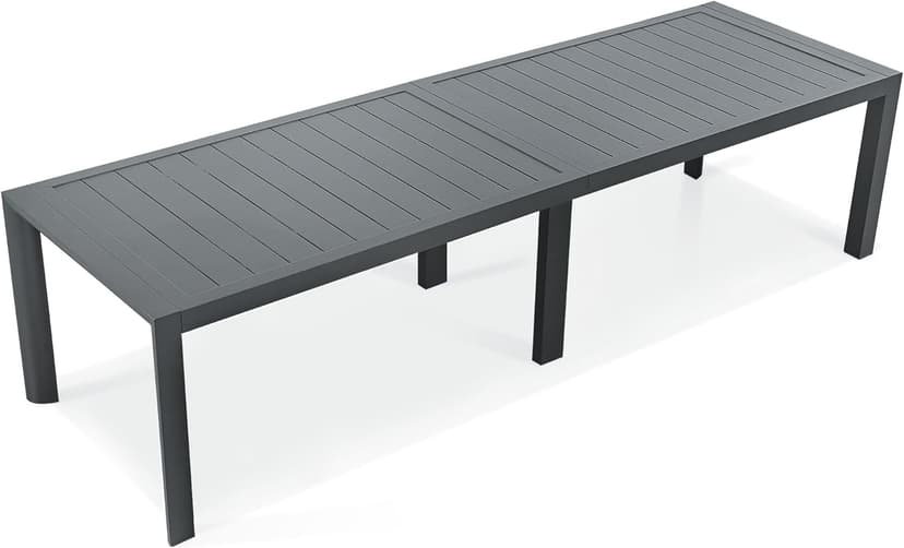 PURPLE LEAF Outdoor Dining Table 121" X 37" Slatted Tabletop Large Aluminum Rectangular Patio Dining Table for 10, Weather-Resistant Patio Table for Backyard Garden Lawn Porch Deck