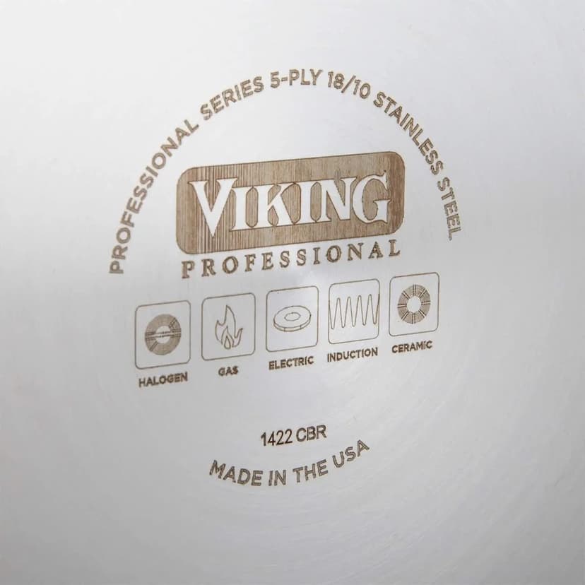 Viking 5-Ply Pots and Pans Set, 10 Piece Stainless Steel Kitchen Cookware, Silver