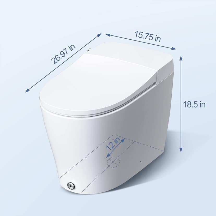 HOROW Upgraded Integrated Smart Toilet, Premium Automatic Power Flush One Piece Toilets with Power Flush Core & Intelligent Chip Built in, Heated Bidets Seat with Instant Warm Water