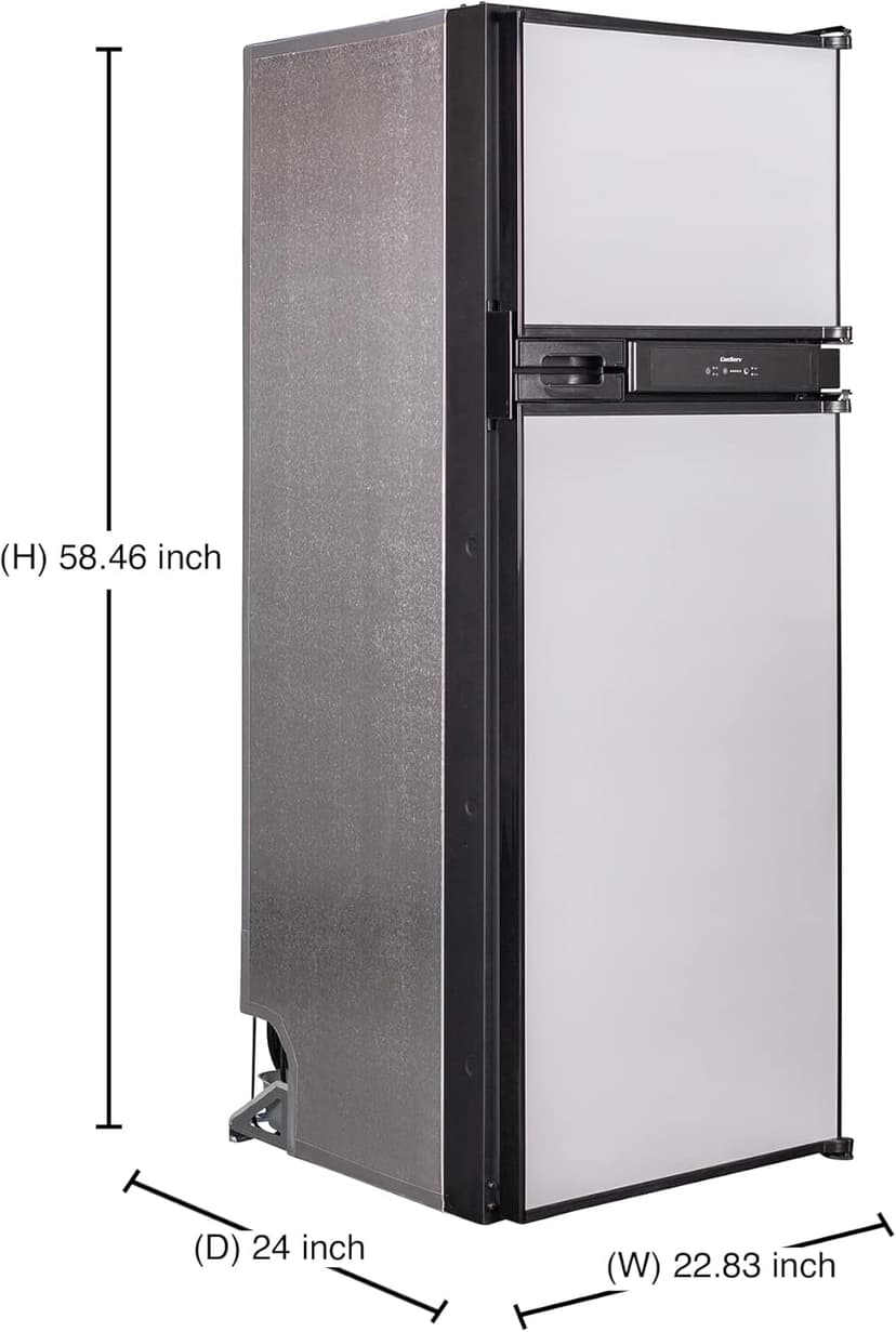 12V/DC Refrigerator Freezer 10cf Stainless for RV Boat Off-Grid 2 Doors