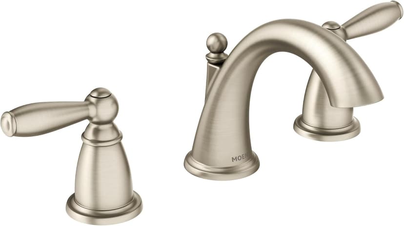 Moen Brandtford Brushed Nickel Two-Handle High Arc Widespread Bathroom Sink Faucet for 3-Hole Setups with Valve Included, TV6620BN