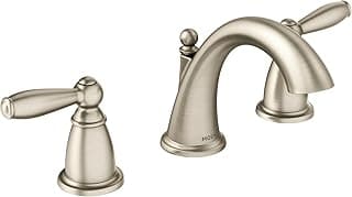 Moen Brandtford Brushed Nickel Two-Handle High Arc Widespread Bathroom Sink Faucet for 3-Hole Setups with Valve Included, TV6620BN