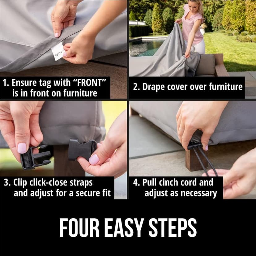 GORILLA GRIP Waterproof Outdoor Sofa Cover, 80 Inch, Adjustable Furniture Cover Sets for Winter, Keep Cushions Dry, Protects from Sun, Snow, Rain, Windproof, UV Coated, 1 Pack