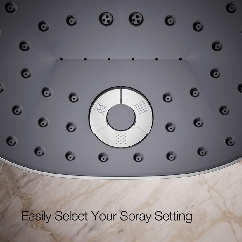 KOHLER 26290-CP Statement Three-Function SHOWERHEAD, Maximum Spray Performance with Mode Selector Buttons, Polished Chrome, 2.5 GPM