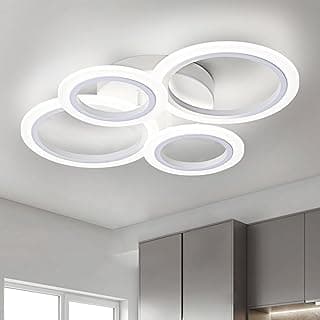 Modern LED Ceiling Light, White 4 Rings Flush Mount Ceiling Light, 4000K Lighting Fixture Ceiling Lamp for Kitchen, Bedroom, Living Room, Laundry Room