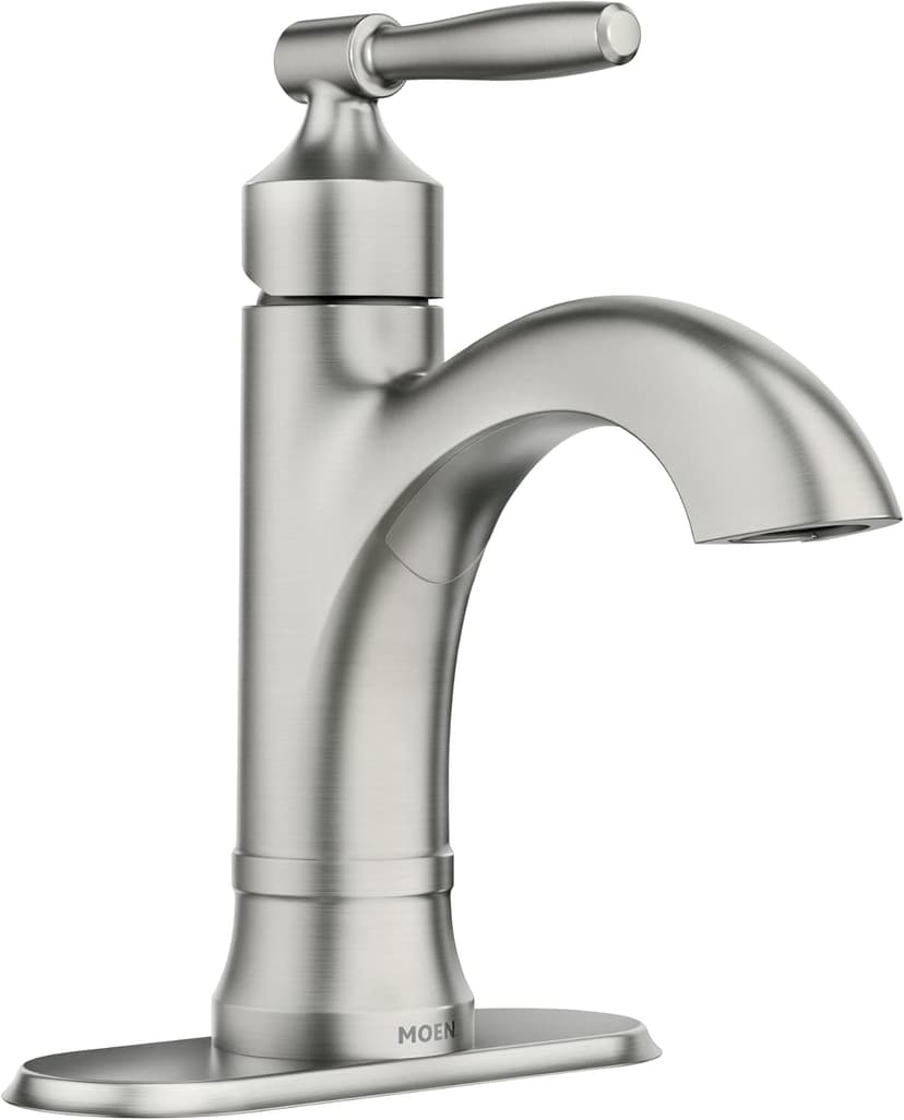 Moen Halle Spot Resist Brushed Nickel One-Handle Single Hole Bathroom Sink Faucet with Optional Deckplate, 84970SRN