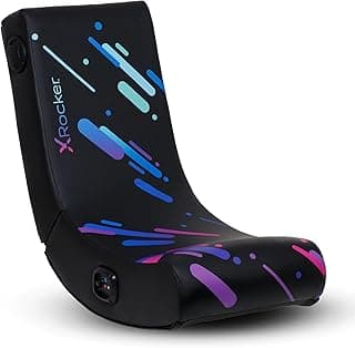 X Rocker Pixel Youth Video Gaming Floor Rocker Chair, Back to School Gifts for Gamers, Bedroom, Foldable, Black with Print