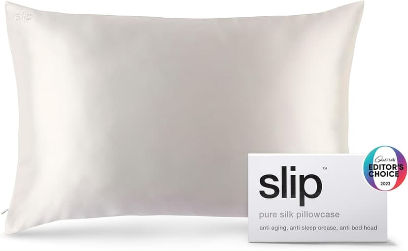 slip The Original Queen Pure Silk Pillow Case - 100% Pure 22 Momme Mulberry Silk - Queen Size Standard Pillow Case - Anti-Aging, Anti-BedHead, Anti-Sleep Crease, White (20" x 30")