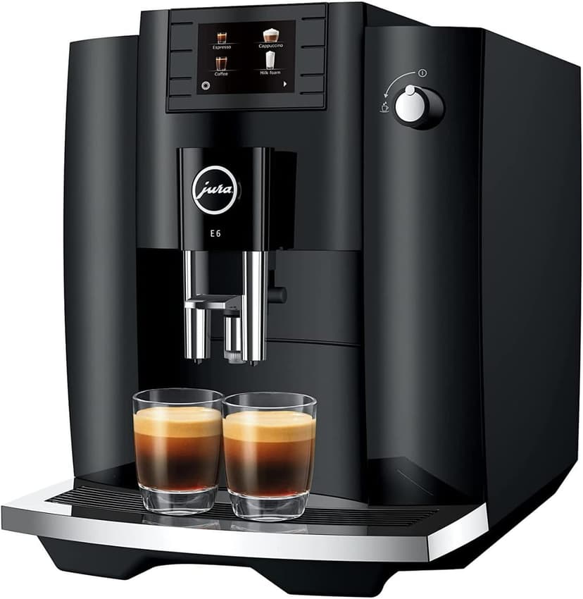 Jura 15622 E6 Automatic, Cost-Efficient Espresso Machine with Easy Cappuccino Function (Piano Black) Bundle with Milk Container, Cleaning Tablets, Filter Cartridge, and Milk System Cleaner (5 Items)