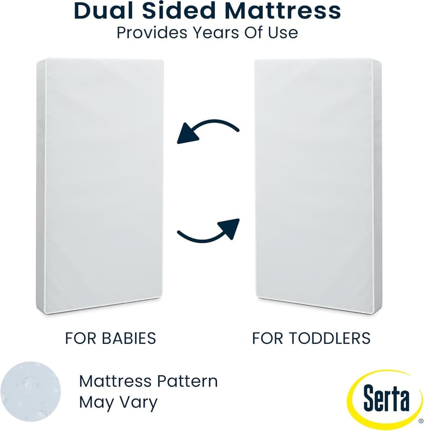 Serta Perfect Start Dual Sided Baby Crib Mattress & Toddler Mattress - Waterproof - 6" Premium Sustainably Sourced Fiber Core - GREENGUARD Gold Certified – 7 Year Warranty - Made in USA