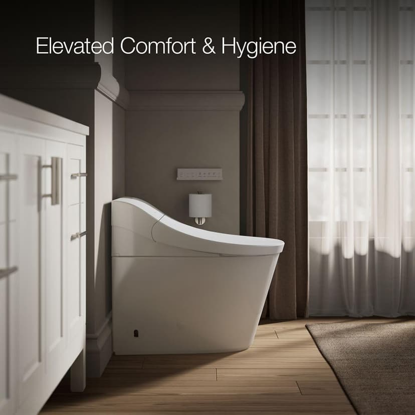 KOHLER K-29777-PA-0 Innate Smart Toilet, White, One-piece Elongated Style, Dual-flush with Integrated Personal Cleansing