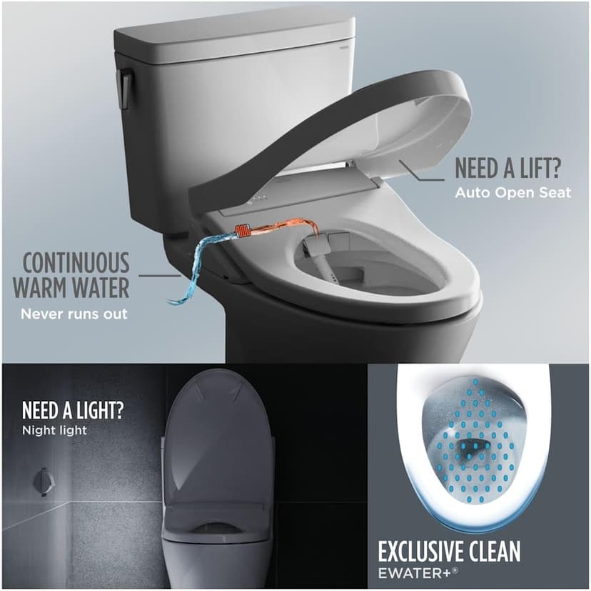 TOTO WASHLET+ Aquia IV One-Piece Elongated Dual Flush 1.28 & 0.9 GPF Toilet with Auto Flush S7A Contemporary Bidet Seat, Cotton White - MW6464736CEMFGNA#01
