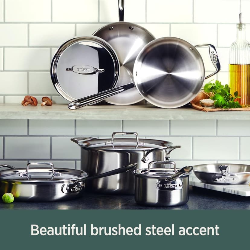 All-Clad D5 5-Ply Brushed Stainless Steel Fry Pan 12 Inch Induction Oven Broiler Safe 600F Pots and Pans, Cookware Silver