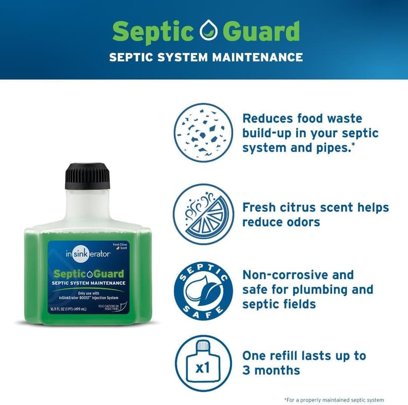 InSinkErator Evolution Septic Guard 3/4 HP Garbage Disposal, Advanced Series EZ Connect Continuous Feed Food Waste Disposer BOOST System with Septic Guard