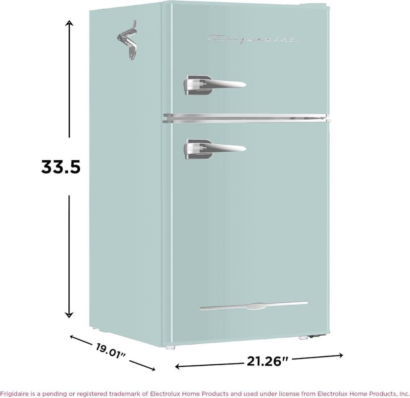 Frigidaire EFR840 Retro Mini Fridge with Freezer & Side Bottle Opener - Small 2 Door Refrigerator for Office Bar or College Dorm Room - 3.2 Cu Ft, Mint