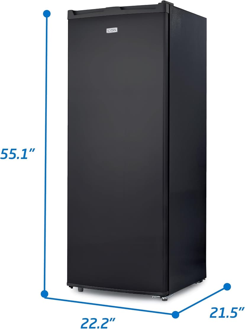 Commercial Cool Upright Freezer, Stand Up Freezer 6 Cu Ft with Reversible Door, Black