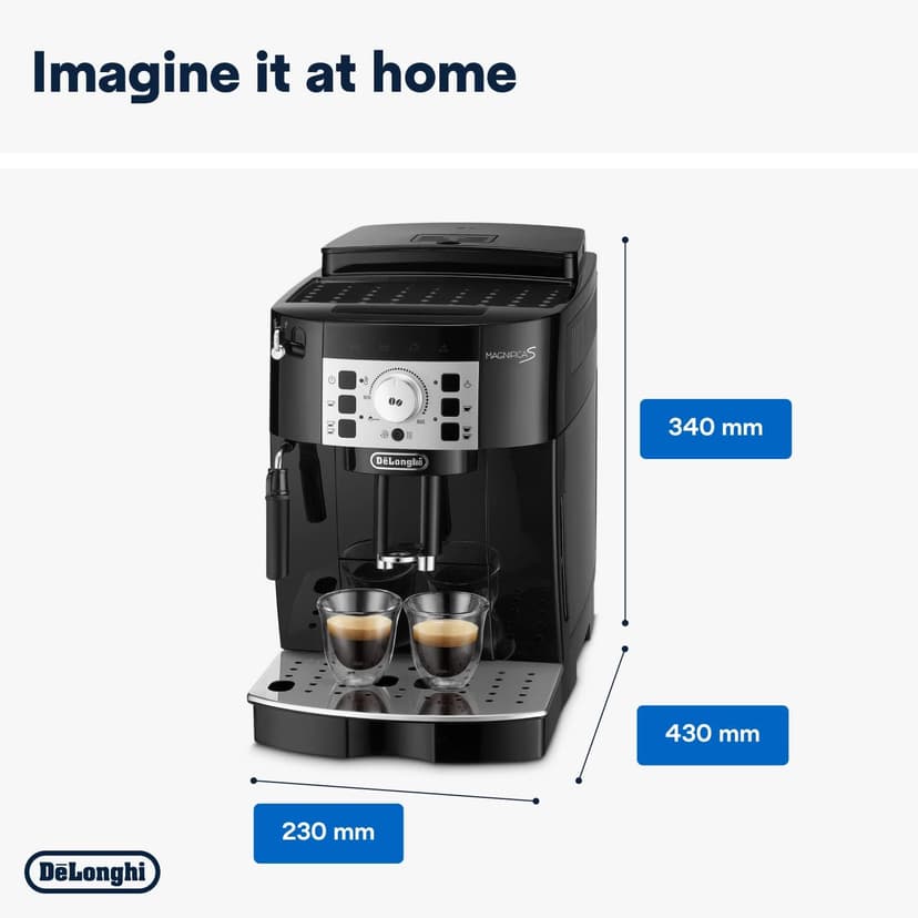 De'Longhi Magnifica S Automatic Espresso Machine with Milk Frother for Hot Coffee Drinks Recipes, Soft-Touch Control Panel, Black, ECAM22110B