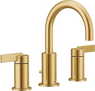 Moen Brushed Gold Cia Widespread 2-Handle High-Arc Bathroom Faucet , 3-Hole Bathroom Sink Faucet, Valve Required, T6222BG