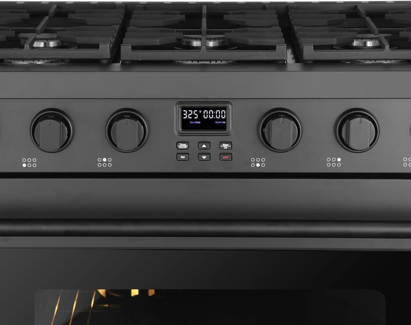 COSMO COS-GRC366KB-BK 36 in. Lumin Collection 6.0 cu. ft. Gas Range with 6 Sealed Burners and Convection Oven in Matte Black