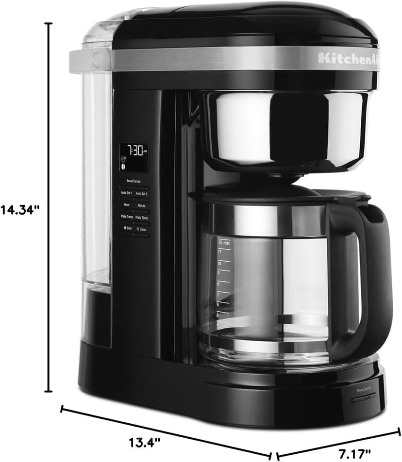KitchenAid KCM1209OB Coffee Maker, 12 cup, Onix Black, 12 Cup Drip Coffee Maker with Warming Plate