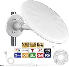 Outdoor TV Antenna for Smart TV, 720° Long Range Omni Directional Reception Digital HD Antenna Signal, with Super Signal Booster, 35ft HDTV Cable, for Attic/Camping/RV/Boat, 2025 Latest (WHITE-02)