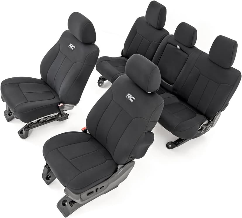Rough Country Neoprene Seat Covers for Ford F-250/F-350 Super Duty (2011-2016) - Waterproof & UV Resistant, Foam Padded, Front & Rear Seat Cover Set