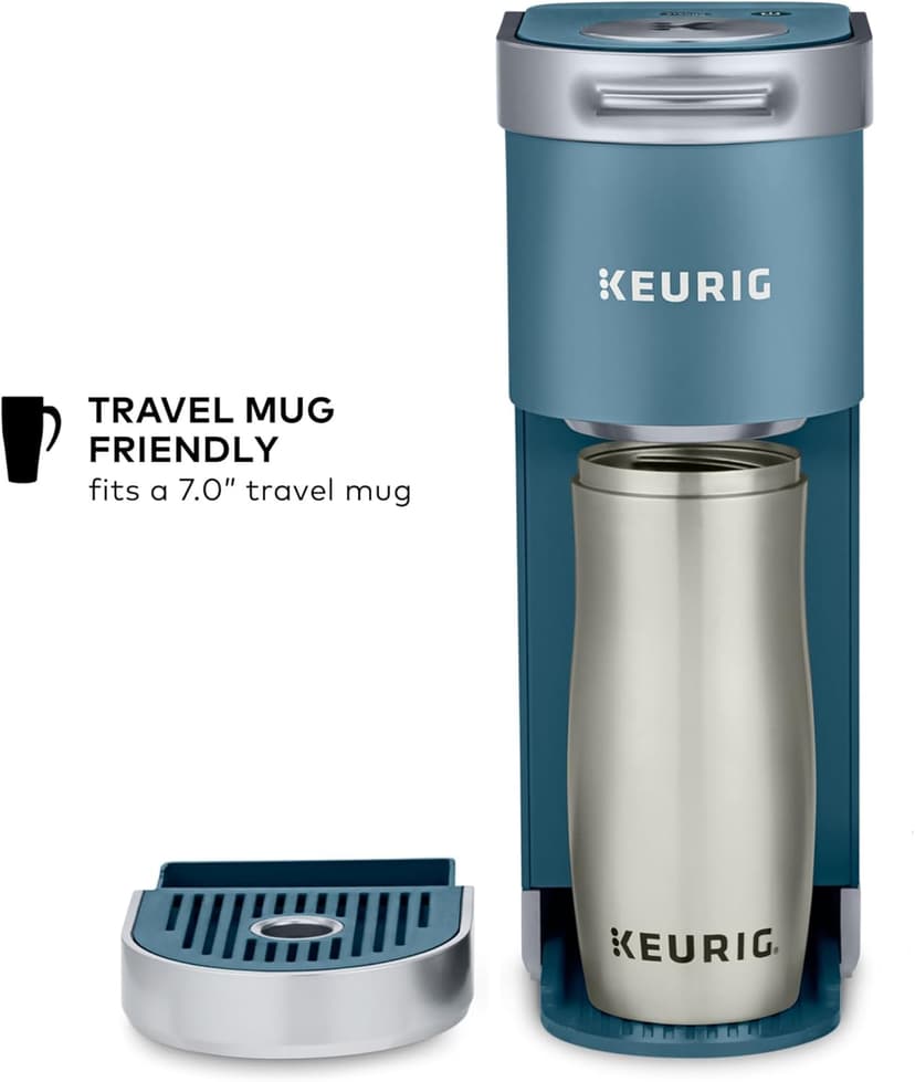 Keurig K-Mini Plus Single Serve K-Cup Pod Coffee Maker, with 6 to 12oz Brew Size, Stores up to 9 K-Cup Pods, Travel Mug Friendly, Evening Teal