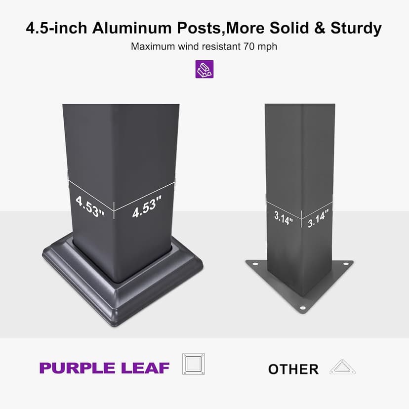 PURPLE LEAF Solar Louvered Pergola 92KS 10' x 12' with LED String Lights and Control Panel Aluminum Outdoor Pergola with Adjustable Roof for Patio Deck Garden Yard Gray