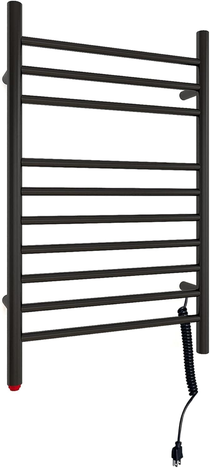 HEATGENE Towel Warmer, Compact Electric Towel Warmer for Small Bathroom, Wall-Mounted Electric Towel Racks, Plug-in/Hardwired Electric Towel Rails - Matte Black