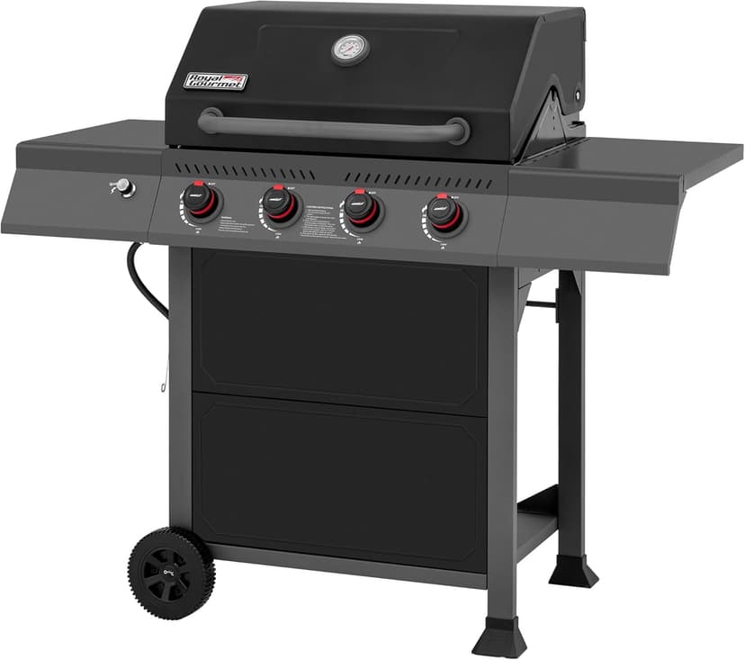 Royal Gourmet GA4401T 4 Burner Propane Gas Grill with Porcelain-enameled Cast Iron Grates, Outdoor BBQ Grill with Warming Rack for Outdoor Cooking and Backyard Barbecues, Black and Gray