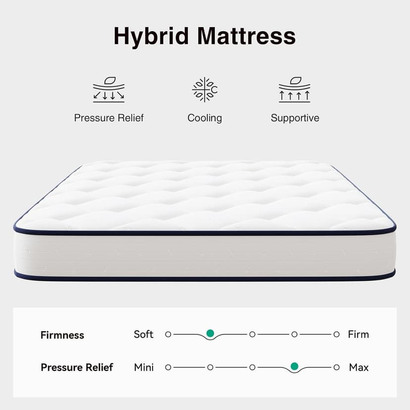 Novilla 8 inch Twin Mattress for Kids,Foam and Spring Hybrid Mattresses Twins for Comfortable Sleep,Steel Coils for Durable Support,CertiPUR-US Certified Foam,Youth/Guest Rooms,Twin Mattress in a Box