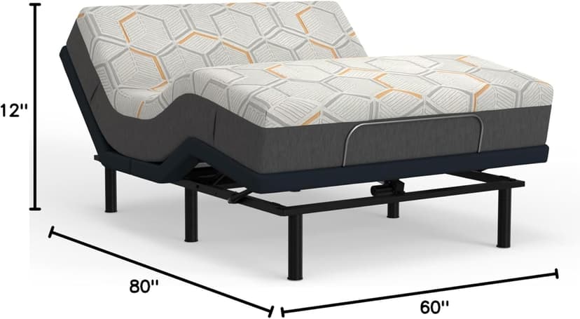 Blissful Nights Adjustable Bed Frame with 12 Inch Queen Copper Infused Cool Memory Foam Mattress Medium Firm Feel CertiPUR-US Certified Adjustable Bed Frame Set Includes The Mattress
