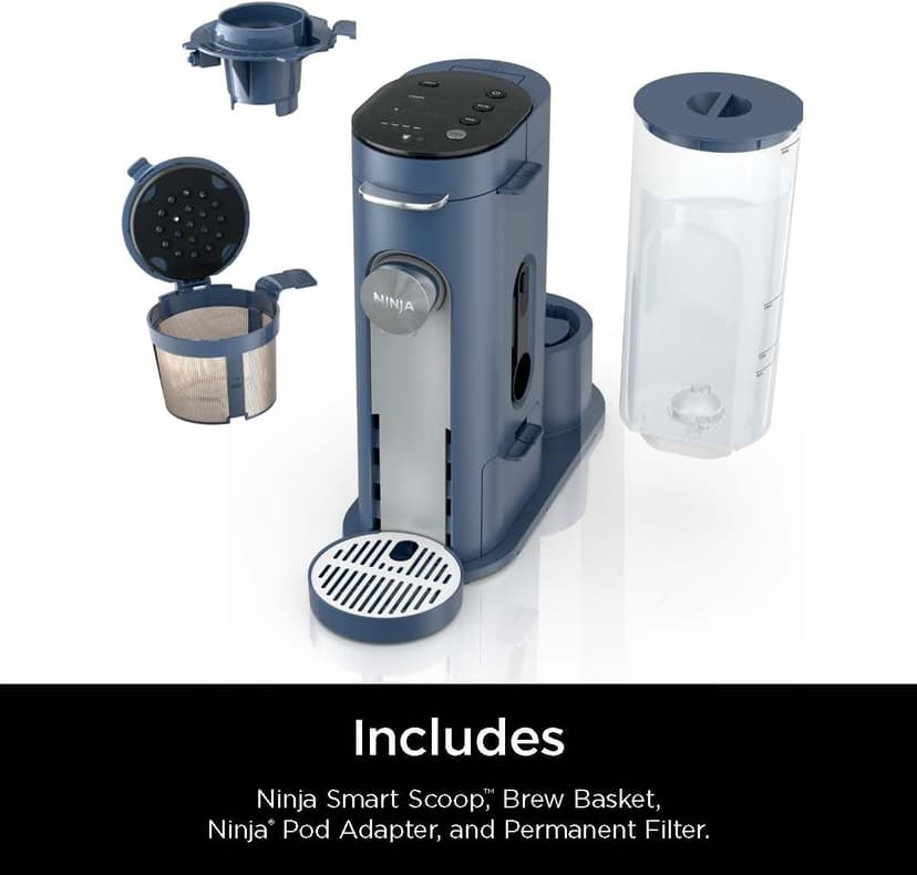 Ninja Pods & Grounds Single-Serve Coffee Maker, K-Cup Pod Compatible, 56-oz. Reservoir, 6-oz. Cup to 24-oz. Travel Mug Brew Sizes, Iced Coffee Maker, Navy, PB041NV