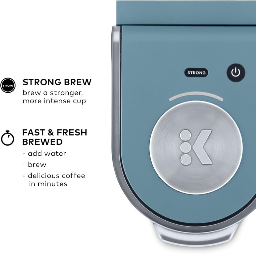 Keurig K-Mini Plus Single Serve K-Cup Pod Coffee Maker, with 6 to 12oz Brew Size, Stores up to 9 K-Cup Pods, Travel Mug Friendly, Evening Teal
