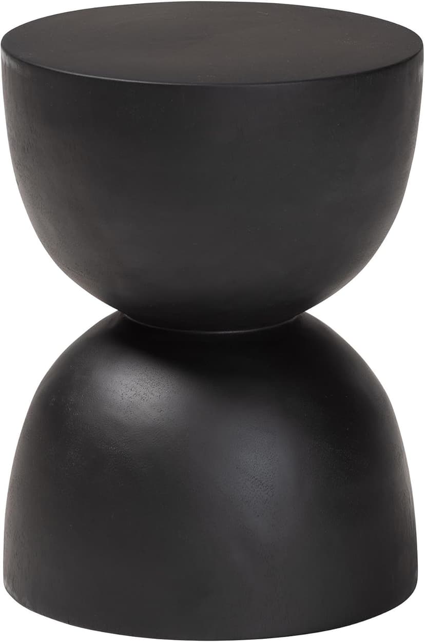 Bali & pari Nomiki Solid Suar Wood Side Table - Hand-Carved Sculptural End Table with Hourglass Design, Modern Boho Style for Living Room or Bedroom