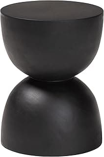 Bali & pari Nomiki Solid Suar Wood Side Table - Hand-Carved Sculptural End Table with Hourglass Design, Modern Boho Style for Living Room or Bedroom