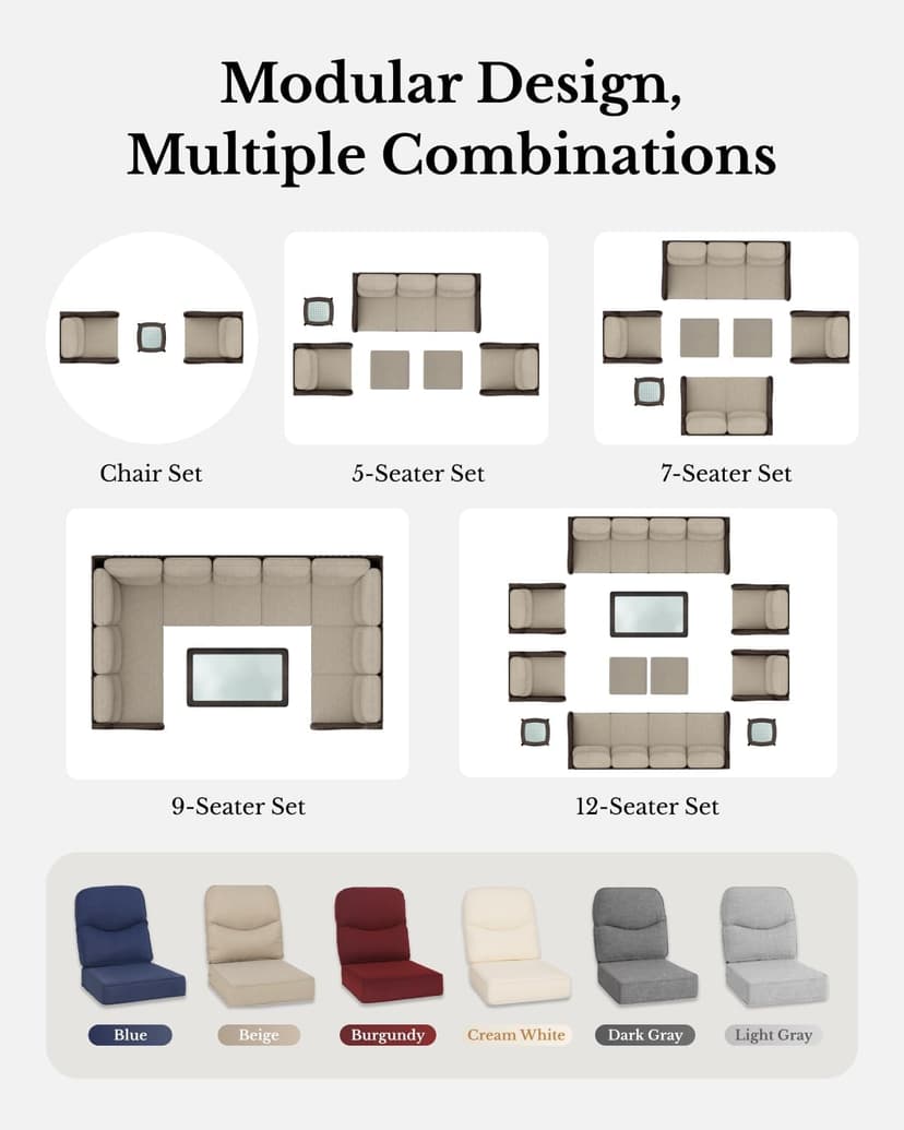 HILLGA Luxury Patio Furniture Set with 6-Inch Thick Cushions, High Back Outdoor Swivel Rocker Chairs, 2-Piece All Weather Conversation Set for Porch Deck Balcony Yard, Beige (V3)